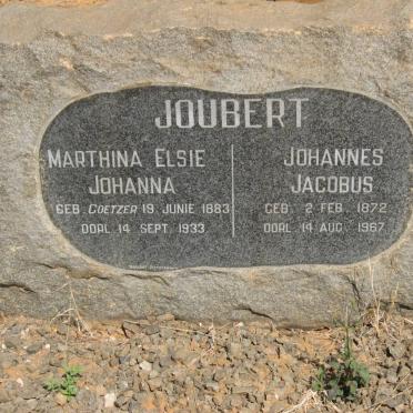 JOUBERT Johannes Jacobus 1872-1967 &amp; Marthina Elsie Johanna COETZER 1883-1933