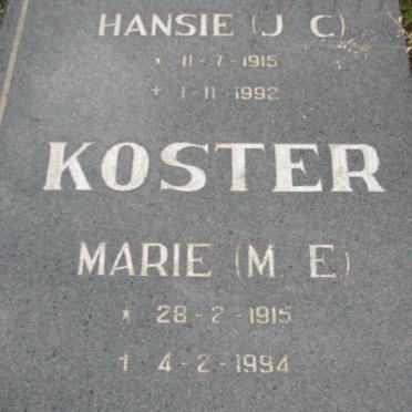 KOSTER J.C. 1915-1992 &amp; M.E. 1915-1994