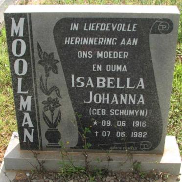 MOOLMAN Isabella Johanna nee SCHUMYN 1916-1982
