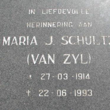SCHULTZ Maria J. nee VAN ZYL 1914-1993