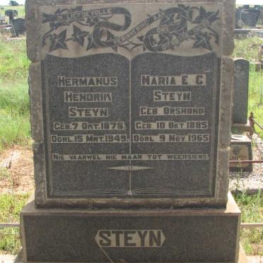 STEYN Hermanus Hendrik 1878-1949 &amp; Maria E.C. ORSMOND 1885-1965