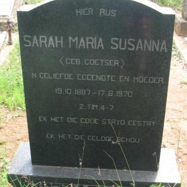 STRASHEIM Sarah Maria Susanna nee COETSER 1887-1970