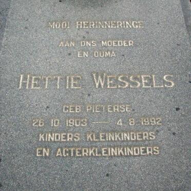 WESSELS Hettie nee PIETERSE 1903-1992