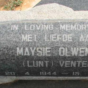 VENTER Maysie Olwenne nee LUNT 1944-2000