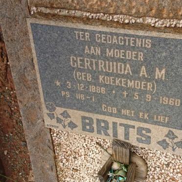 BRITS Gertruida A.M. nee KOEKEMOER 1886-1960