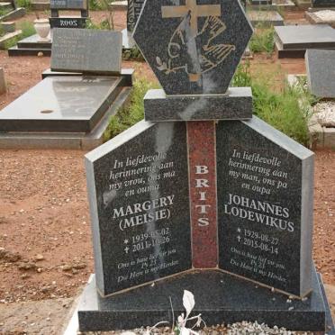 BRITS Johannes Lodewikus 1929-2015 &amp; Margery 1939-2011