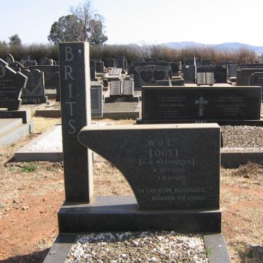 BRITS W.J.C. nee V.D. WESTHUIZEN 1920-1979