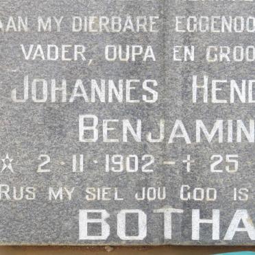 BOTHA Johannes Hendrik Benjamin 1902-1989