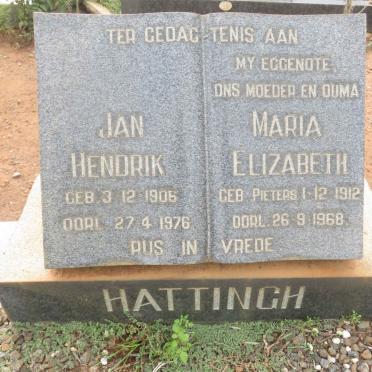 HATTINGH Jan Hendrik 1906-1976 &amp; Maria Elizabeth PIETERS 1912-1968