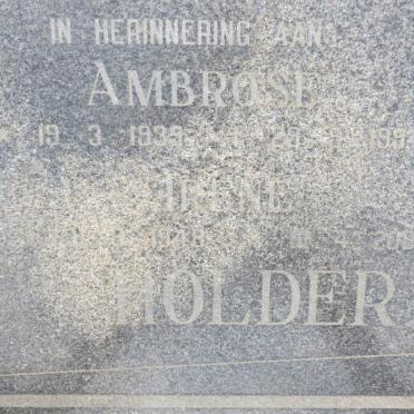 HOLDER Ambrose 1939-1994 &amp; Irene 1948-2001