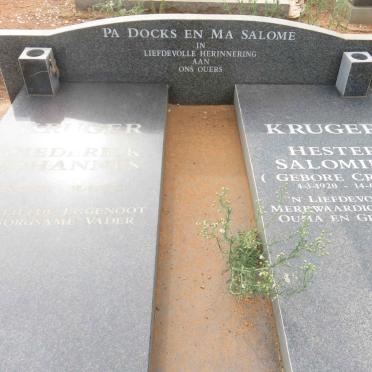 KRUGER Diederick Johannes 1916-1968 &amp; Hester Salomina CRONJE 1920-2002