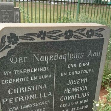 LANDSBERG Joseph Heinrich Cornelius 1882-1980 &amp; Christina Petronella LANDSBERG 1887-1958