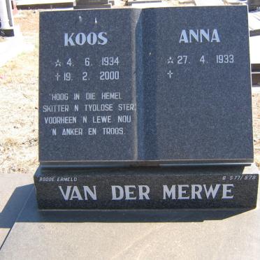 MERWE Koos, van der 1934-2000 &amp; Anna 1933-