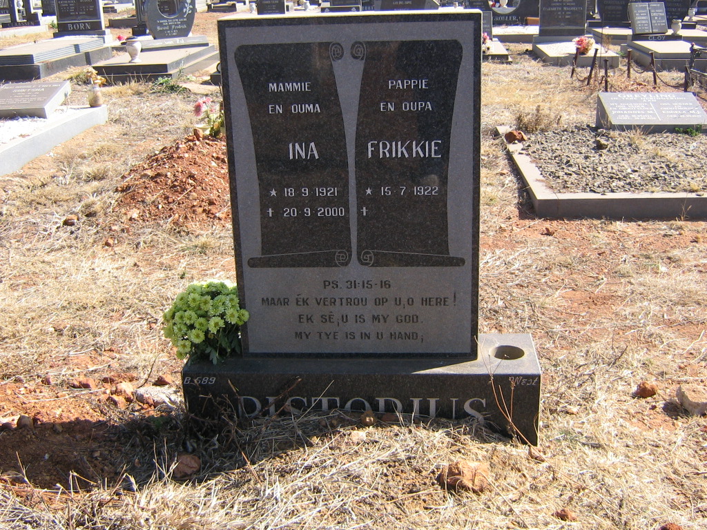 PISTORIUS Frikkie 1922- & Ina 1921-2000