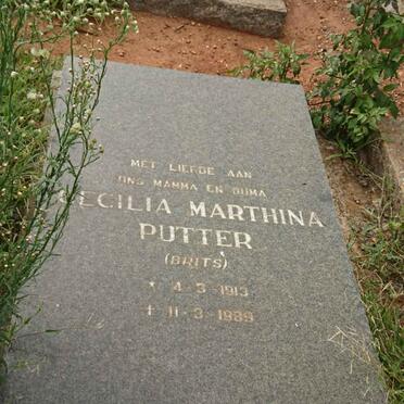 PUTTER Cecilia Marthina nee BRITS 1913-1989