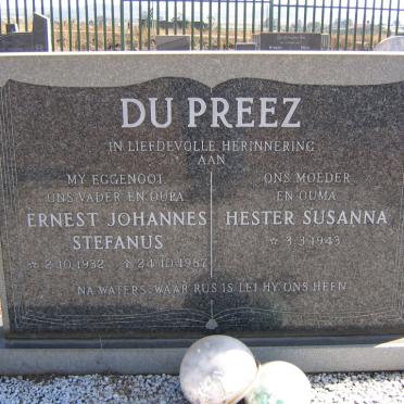 PREEZ Ernest Johannes Stefanus 1932-1987 &amp; Hester Susanna 1943-