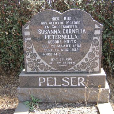 PELSER Susanna Cornelia Pieternella nee BRITS 1885-1982
