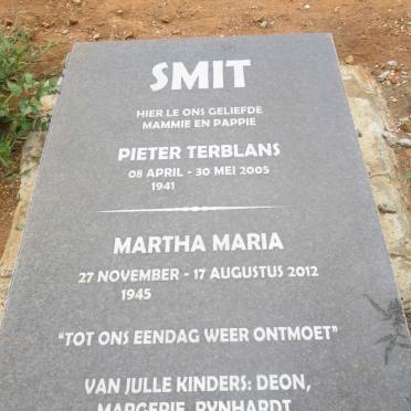 SMIT Pieter Terblans 1941-2005 &amp; Martha Maria 1945-2012