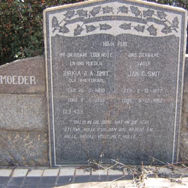 SMIT Jan G. 1877-1962 &amp; Zirkia J.A. PRETORIUS 1883-1955