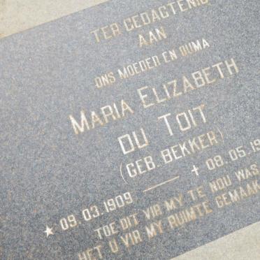 TOIT Maria Elizabeth, du nee BEKKER 1909-1998