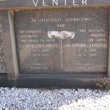VENTER Klaas Jacobus 1889-1975 &amp; Jacomina Louisa 1891-1978