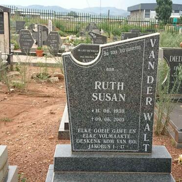 WALT Ruth Susan, van der 1930-2003