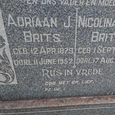 BRITS Adriaan J. 1879-1952 &amp; Nicolina M.M.E. 1881-1953