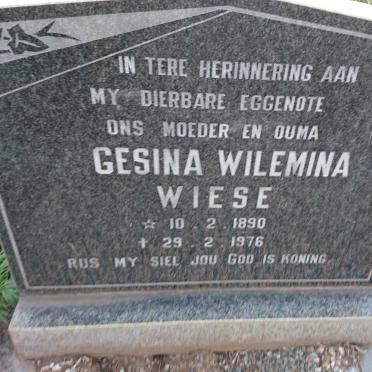 WIESE Gesina Wilemina 1890-1976