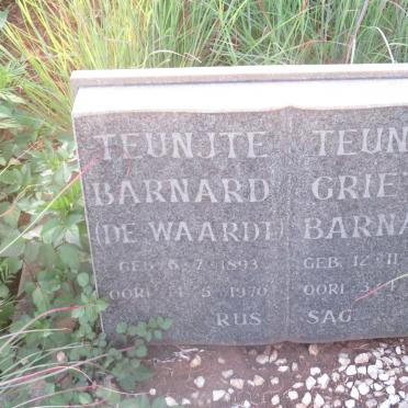 BARNARD Teuntje nee DE WAARDT 1893-1970 :: BARNARD Teuntje Grietje 1950-1963