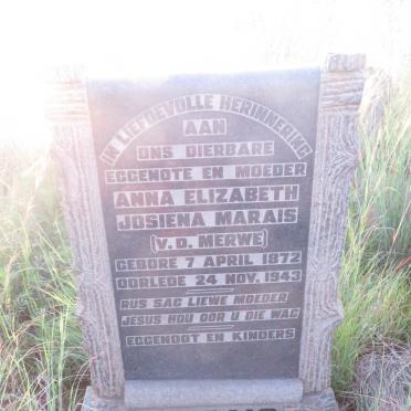 MARAIS Anna Elizabeth Josiena nee V.D. MERWE 1872-1943