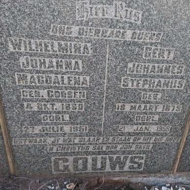 GOUWS Gert Johannes Stephanus 1875-1958 &amp; Wilhelmina Johanna Magdalena GOOSEN 1880-1951