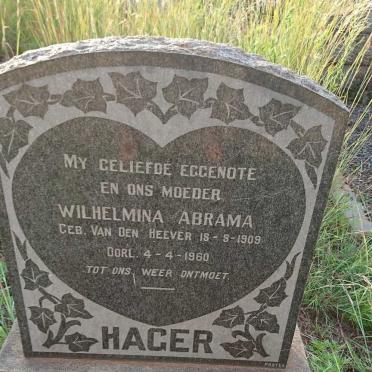 HAGER Wilhelmina Abrama nee VAN DEN HEEVER 1909-1960