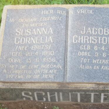 SCHUTTE Jacobus Christoffel 1894-1960 &amp; Susanna Cornelia BRITS 1893-1956