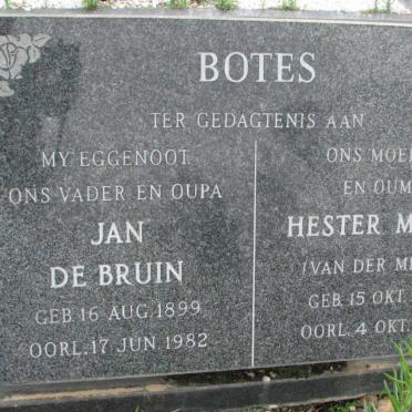 BOTES Jan de Bruin 1899-1982 &amp; Hester Maria VAN DER MERWE 1910-1993