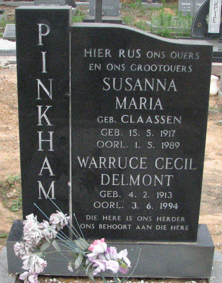 PINKHAM Warruce Cecil Delmont 1913-1994 &amp; Susanna Maria CLAASSEN 1917-1989