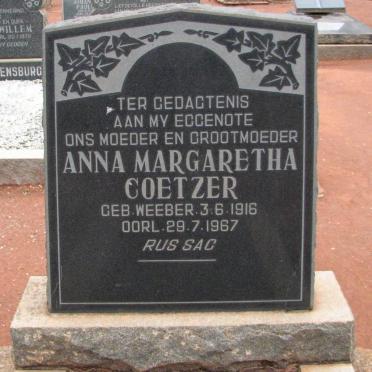 COETZER Anna Margaretha nee WEEBER 1916-1967