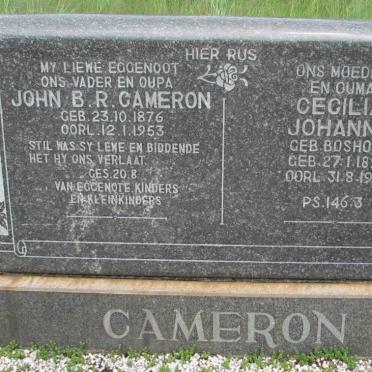 CAMERON John B.R. 1876-1953 &amp; Cecilia Johanna BOSHOFF 1892-1971