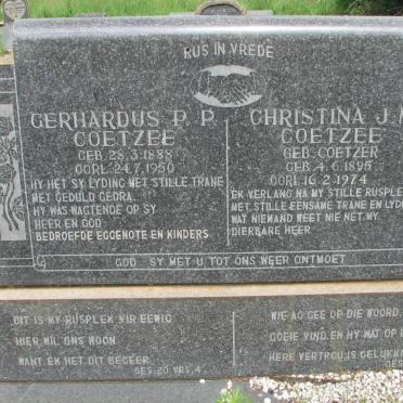 COETZEE Gerhardus P.P. 1888-1950 &amp; Christina J.M. COETZER 1895-1974
