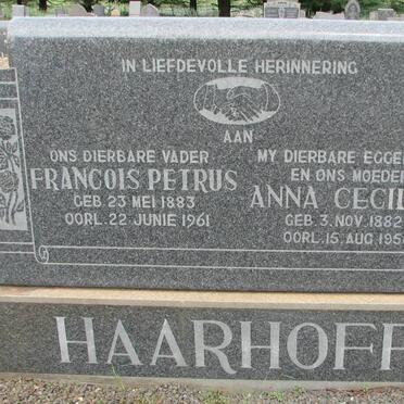 HAARHOFF Francois Petrus 1883-1961 &amp; Anna Cecilia 1882-1954