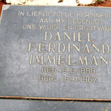 IMMELMAN Daniel Ferdinand 1880-1967 &amp; Anna Sophia 1898-1970