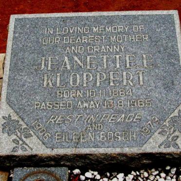 KLOPPERT Jeanette E. 1884-1965 :: BOSCH Eileen 1906-1979