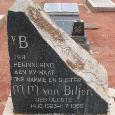 BILJON M.M., van nee CLOETE 1923-1969