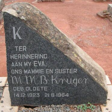 KRUGER M.M.B. nee CLOETE 1923-1964