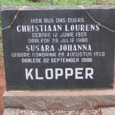KLOPPER Christiaan Lourens 1905-1980 &amp; Susara Johanna COMBRINK 1908-1986