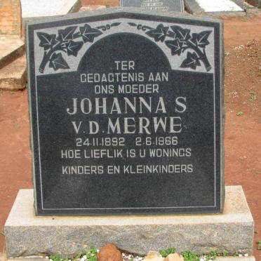 MERWE Johanna S., v.d. 1892-1966