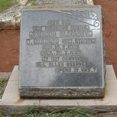 NIEKERK Johanna Elizabeth, van nee STANDER 1883-1958