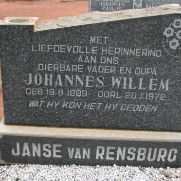 RENSBURG Johannes Willem, Janse van 1889-1972 &amp; Elsje Andrieka Jacoba Carolina 1997 1967