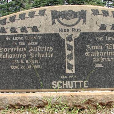 SCHUTTE Cornelius Andries Johannes 1878-1961 &amp; Anna Elizabetha Catharina STOLTZ 1883-1972