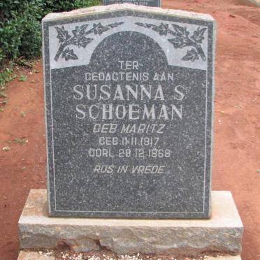 SCHOEMAN Susanna S. nee MARITZ 1917-1968