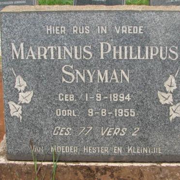 SNYMAN Martinus Phillipus 1894-1955